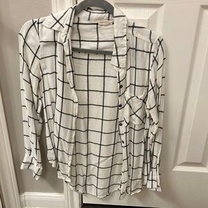 White with black stripes button down blouse
